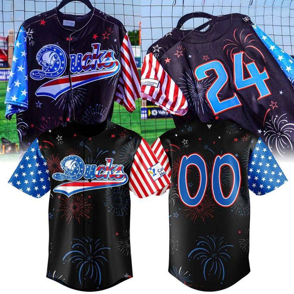 Long Island Ducks July 4 Fireworks Baseball Jersey