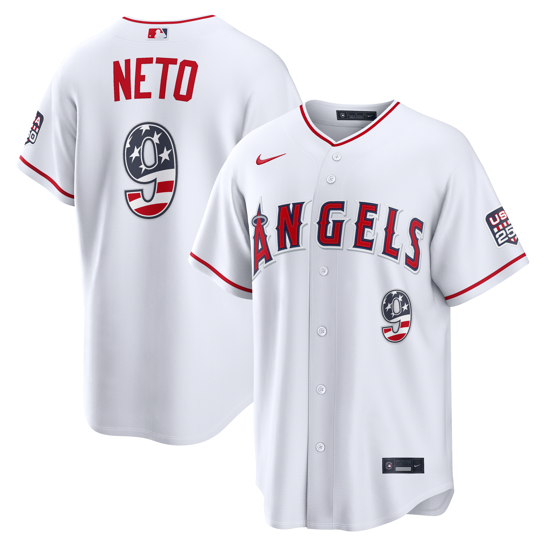 Los Angeles Angels Zach Neto White USA 250 Fourth of July Baseball Jersey