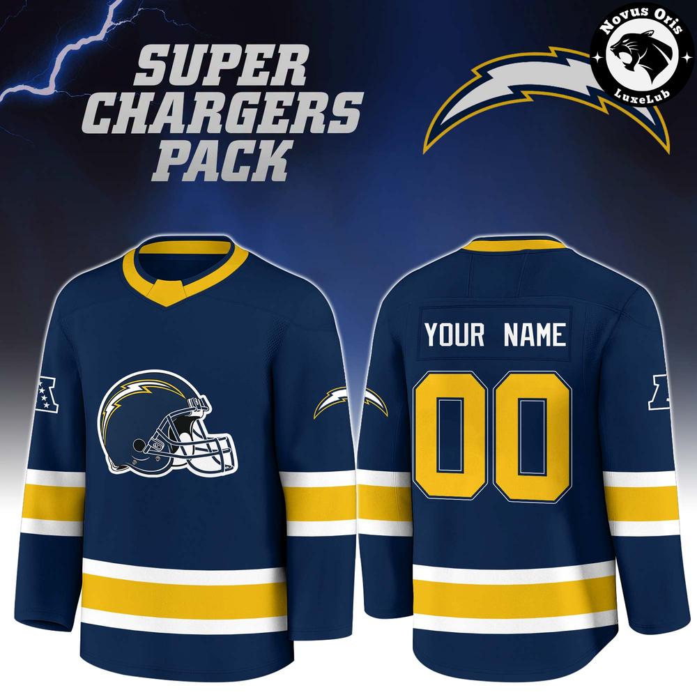 Los Angeles Chargers Super Chargers Pack Custom Hockey Jersey 1 - Unicasport Los Angeles Chargers Super Chargers Pack Custom Hockey Jersey