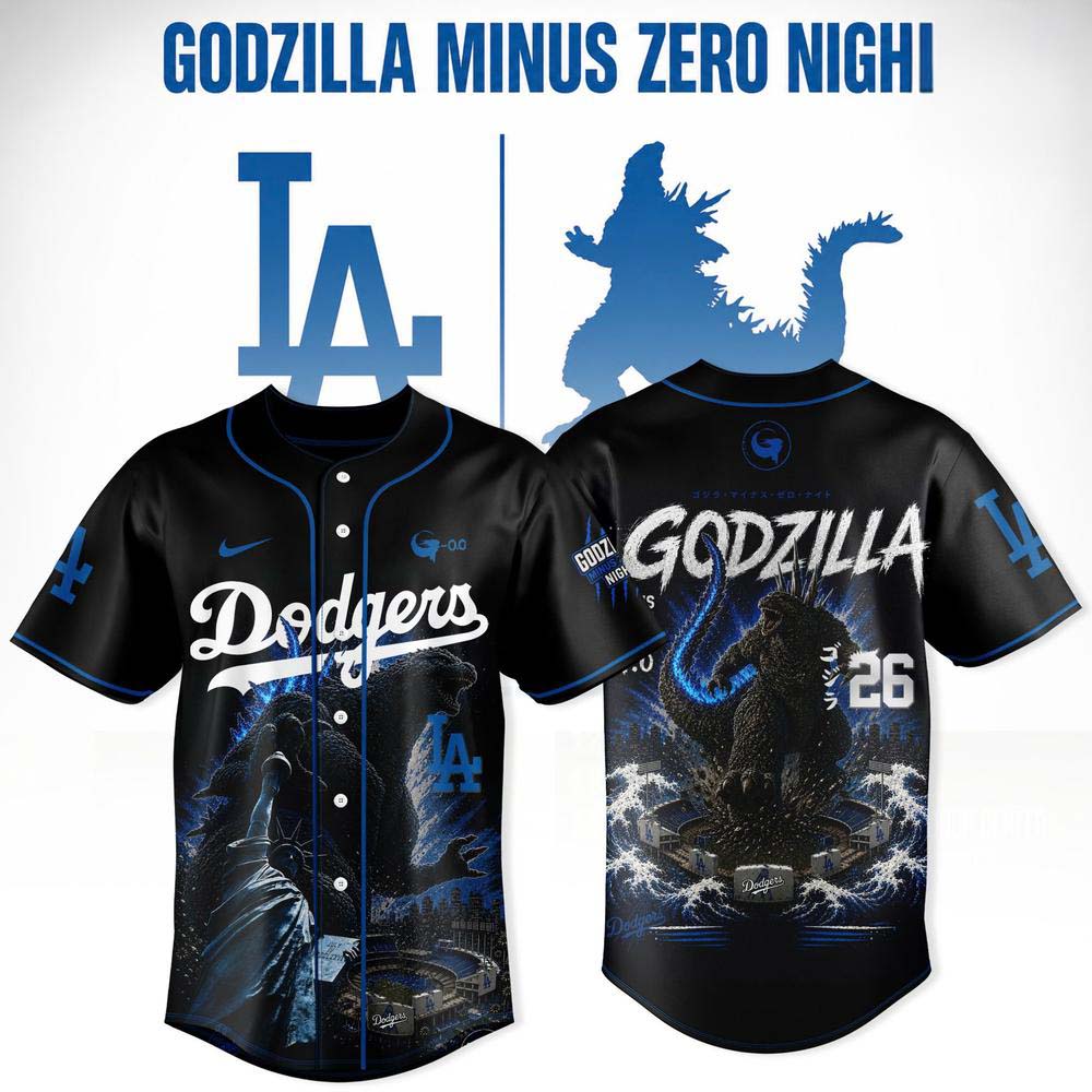 Los Angeles Dodgers Godzilla Minus Zero Night 2026 Black Baseball Jersey - Best Gift for Fans