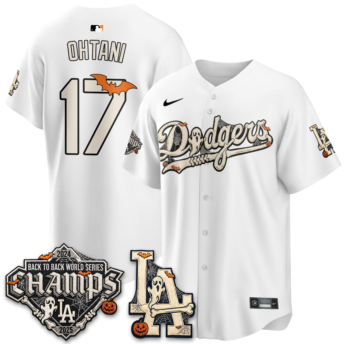 Los Angeles Dodgers Shohei Ohtani 17 Halloween White Baseball Jersey Fanwear Edition 2 - Unicasport Los Angeles Dodgers Shohei Ohtani 17 Halloween White Baseball Jersey Fanwear Edition