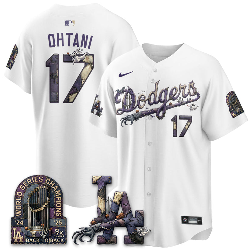 Los Angeles Dodgers Shohei Ohtani 17 Nightmare White Baseball Jersey Fanwear Edition 1 - Unicasport Los Angeles Dodgers Shohei Ohtani 17 Nightmare White Baseball Jersey Fanwear Edition