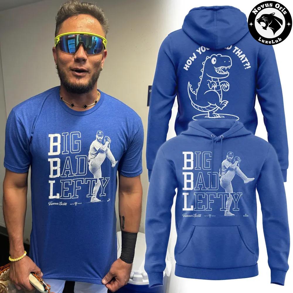 Los Angeles Dodgers Tanner Scott Big Bad Lefty Royal Blue Hoodie 1 - Unicasport Los Angeles Dodgers Tanner Scott Big Bad Lefty Royal Blue Hoodie