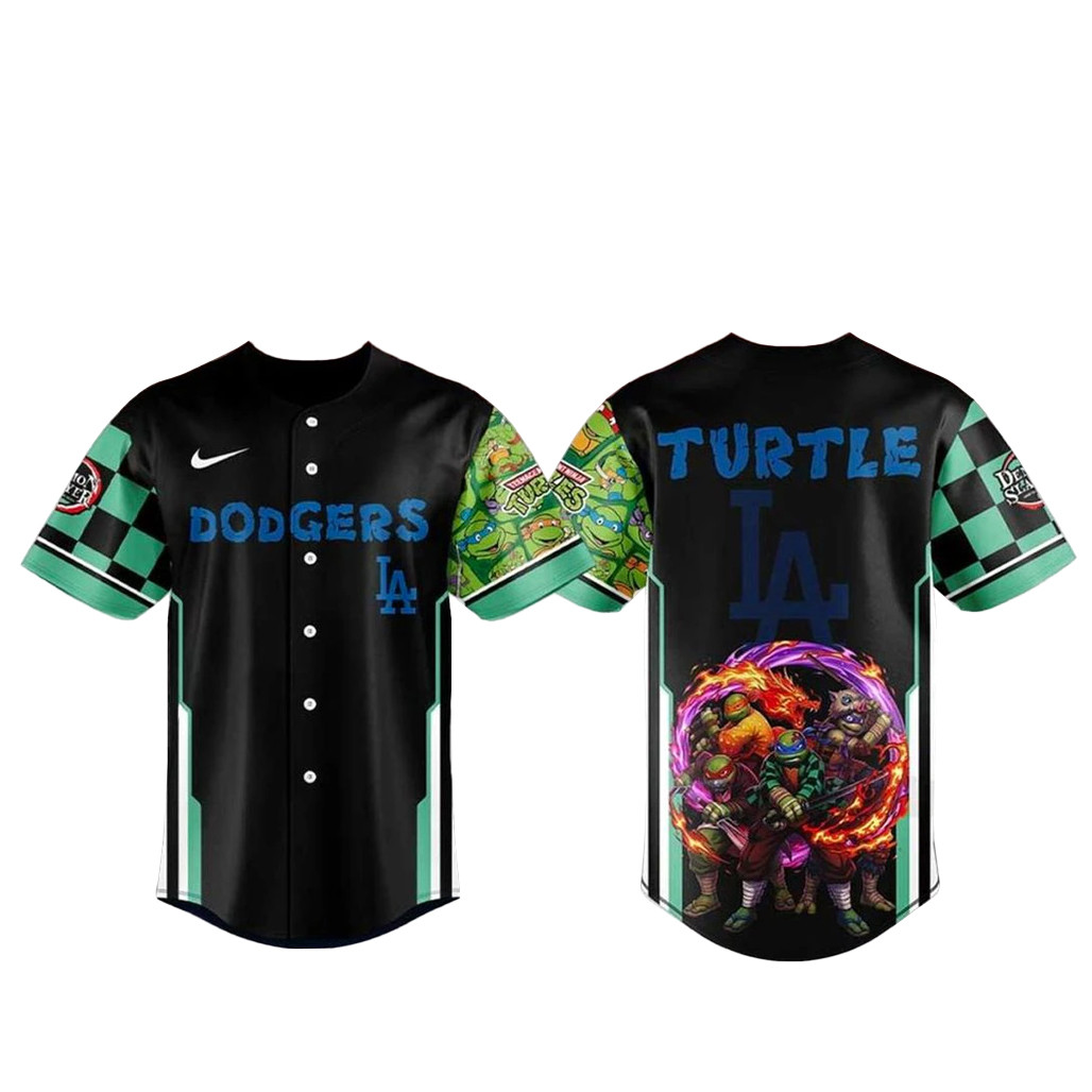 Los Angeles Dodgers x Ninja Turtles &amp Demon Slayer Baseball Jersey