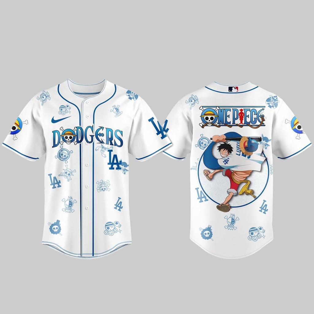 Los Angeles Dodgers x One Piece Night 2026 Monkey D Luffy White Baseball Jersey