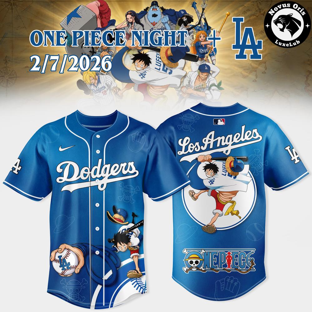 Los Angeles Dodgers x One Piece Night Luffy Baseball Jersey 1 - Unicasport Los Angeles Dodgers x One Piece Night Luffy Baseball Jersey