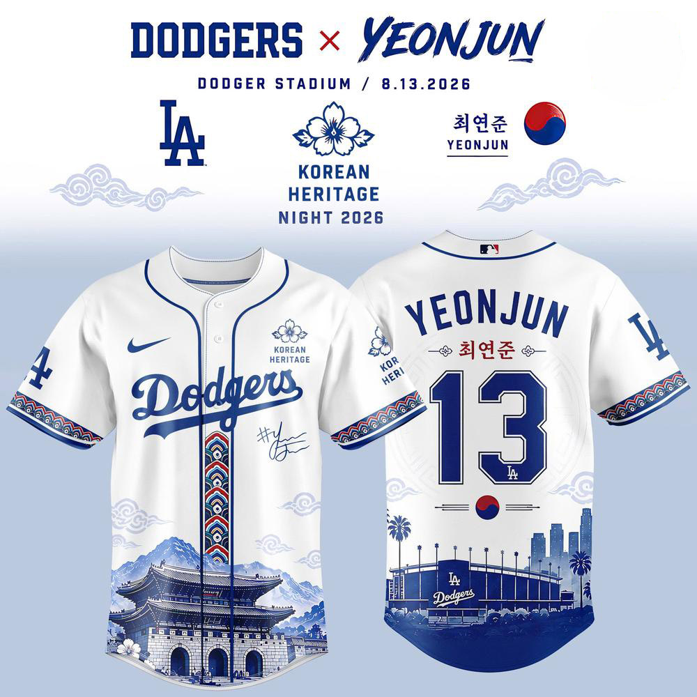 Los Angeles Dodgers x Yeonjun Korean Heritage Night 2026 Baseball Jersey 1 - Unicasport Los Angeles Dodgers x Yeonjun Korean Heritage Night 2026 Baseball Jersey