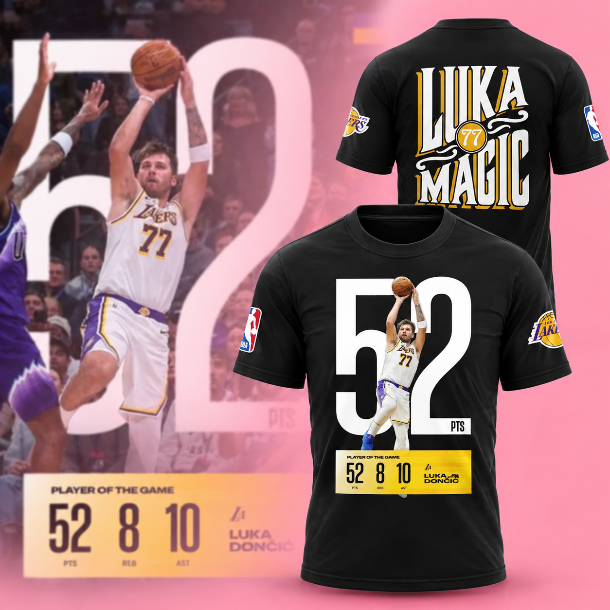 Los Angeles Lakers Luka DonCic 52 PTS Player of the Game 2026 T Shirt