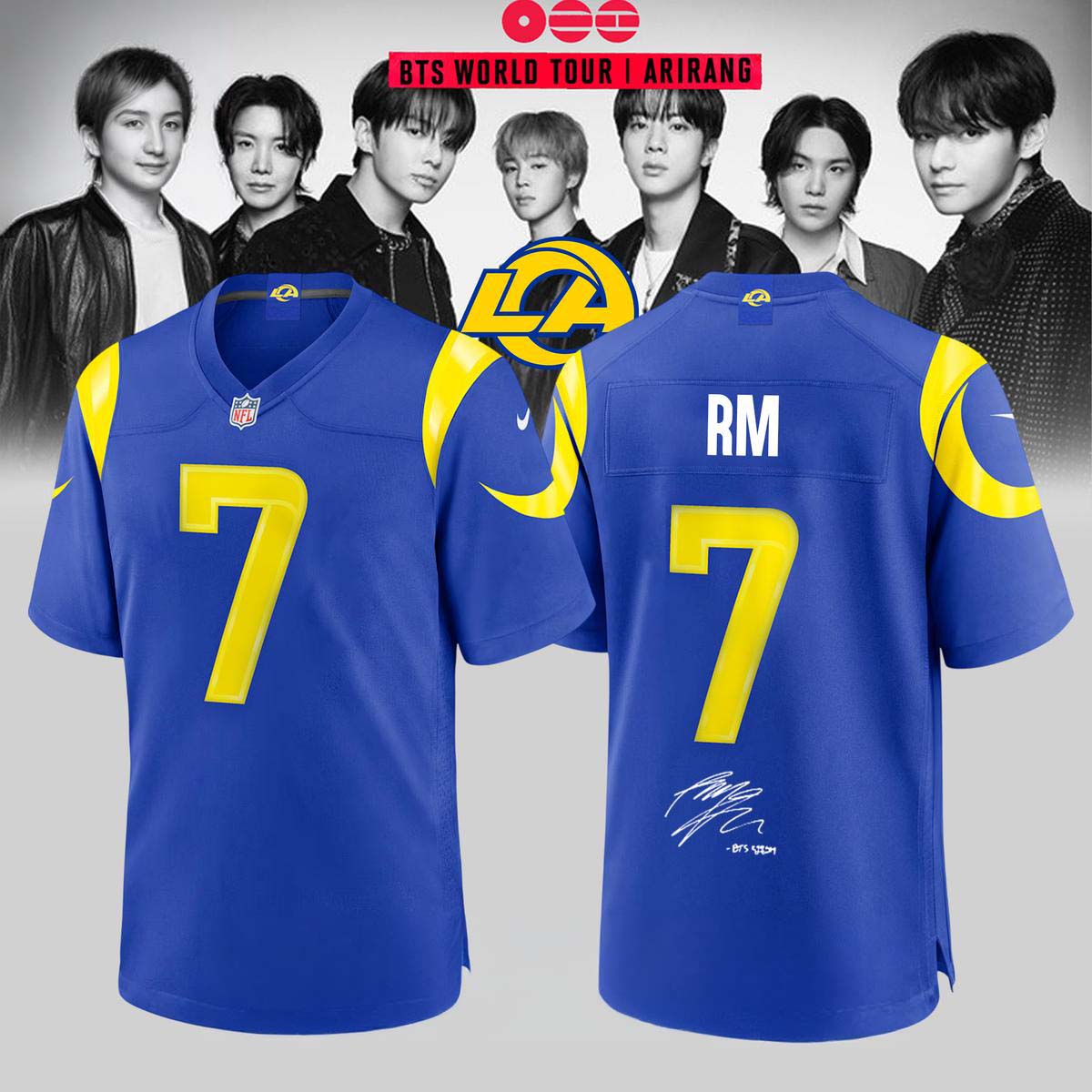 RM Football Jersey Los Angeles Rams x BTS World Tour Ariang 2026 Tour Apparel 2 - Unicasport RM Football Jersey Los Angeles Rams x BTS World Tour Ariang 2026 Tour Apparel