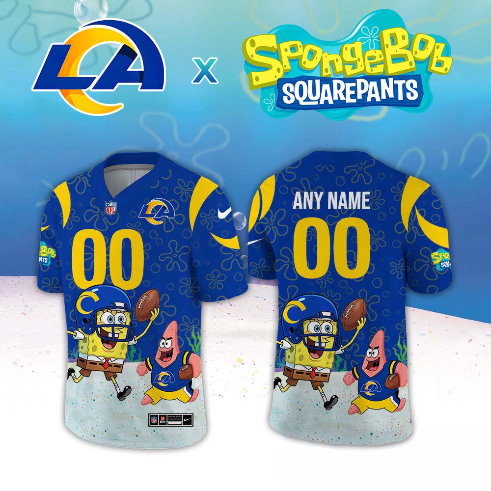 Los Angeles Rams x SpongeBob SquarePants Custom Jersey 1 - Unicasport Los Angeles Rams x SpongeBob SquarePants Custom Jersey