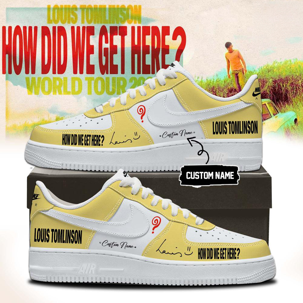 Louis Tomlinson White and Yellow Tour Sneakers