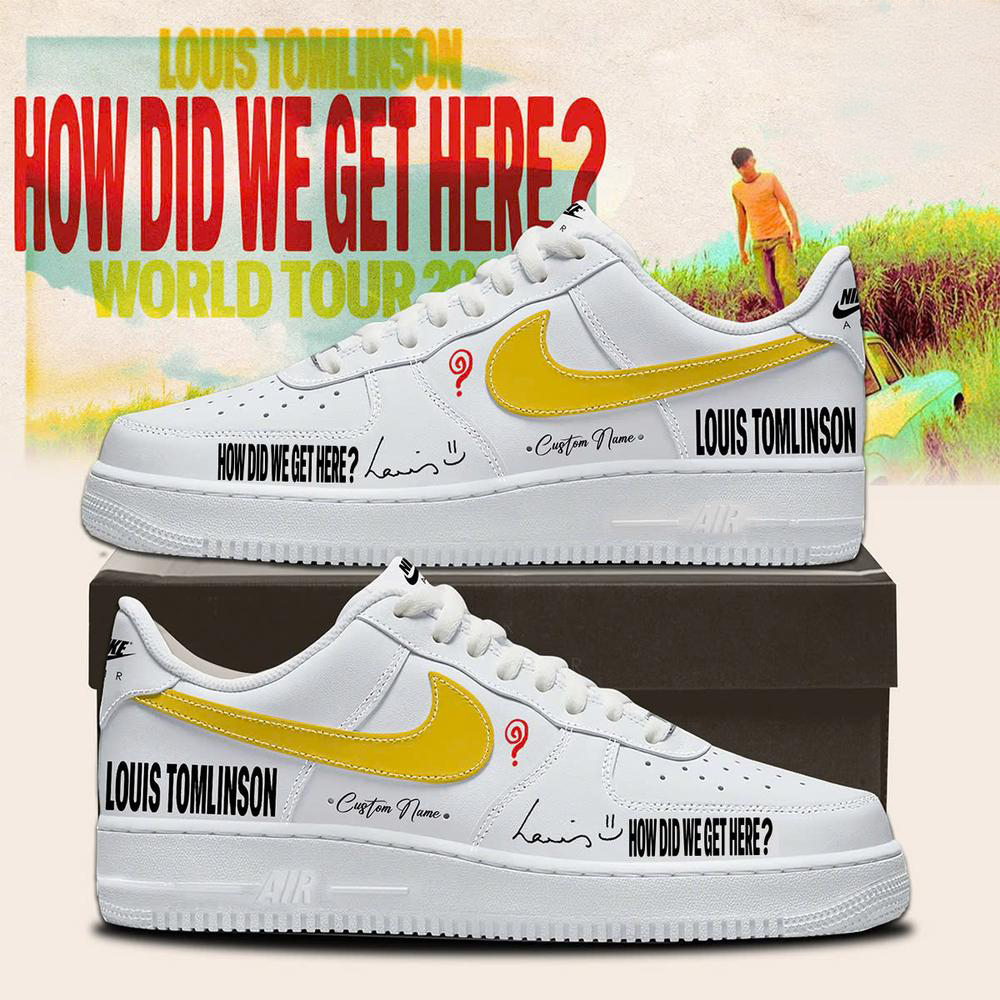 Louis Tomlinson Yellow and White Tour Sneakers