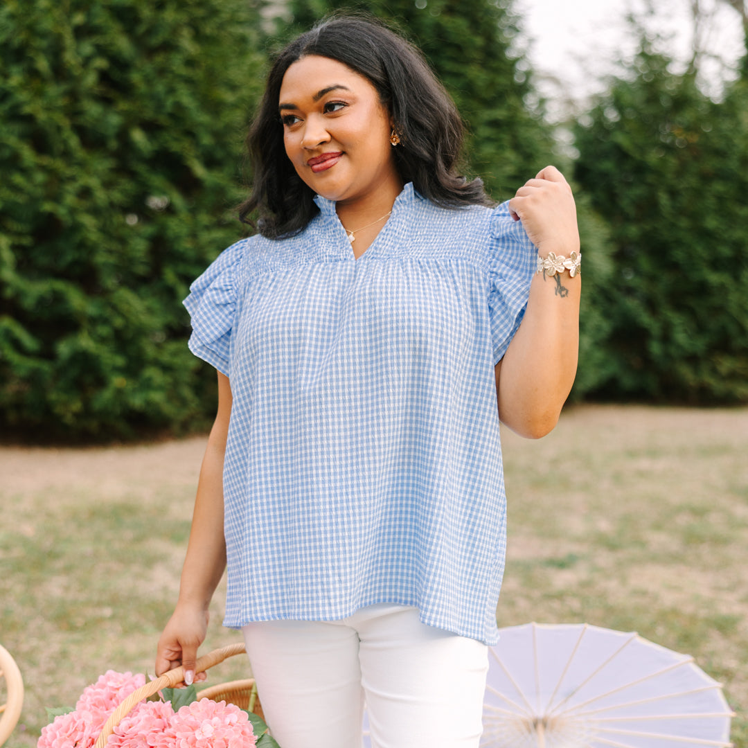 Love Like Mine Top, Blue Gingham 7 Love Like Mine Top, Blue Gingham - Image 7