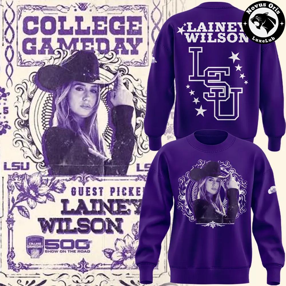 LSU Tigers Football x Lainey Wilson College GameDay 2026 Sweatshirt 1 - Unicasport LSU Tigers Football x Lainey Wilson College GameDay 2026 Sweatshirt