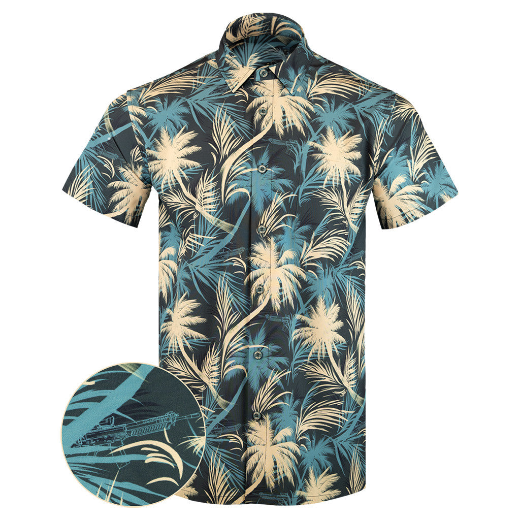 Luau Blue Button Down Shirt Tactical Tropical Print Shirt Cool Christmas Gifts For Guys