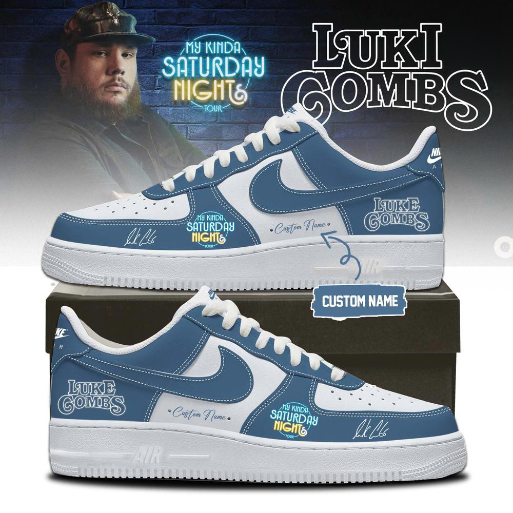 Luke Combs Blue My Kinda Saturday Night Sneakers
