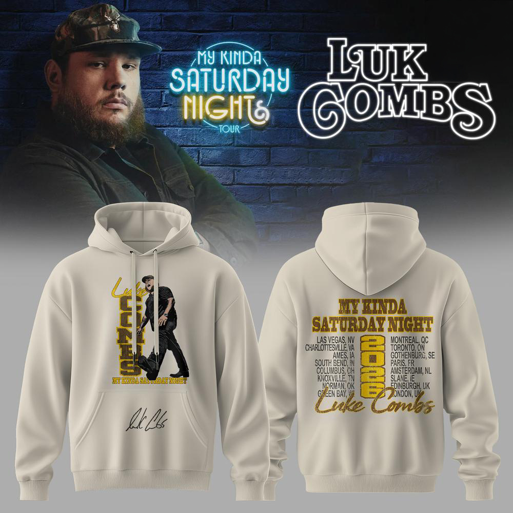 Luke Combs My Kinda Saturday Night Blue Graphic Hoodie