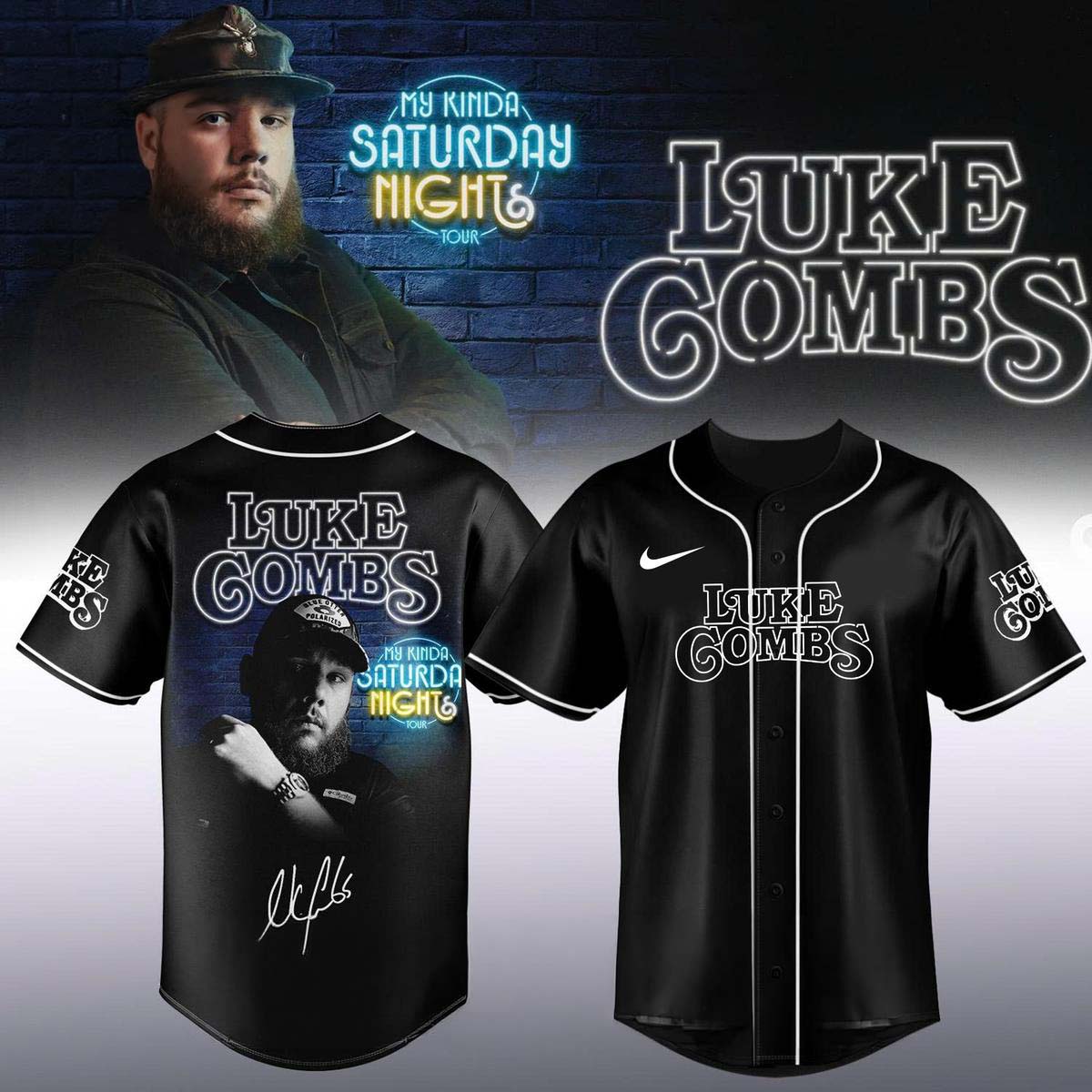 Luke Combs My Kinda Saturday Night Tour 2026 Baseball Jersey - Best Gift for Fans