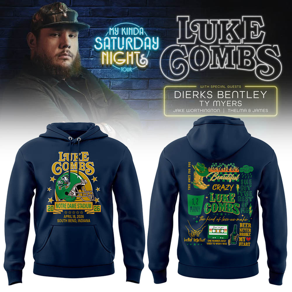 Luke Combs Notre Dame Stadium 2026 Tour Hoodie My Kinda Saturday Night Country Music Concert Merch Graphic Sweatshirt Birthday Gift for Fans