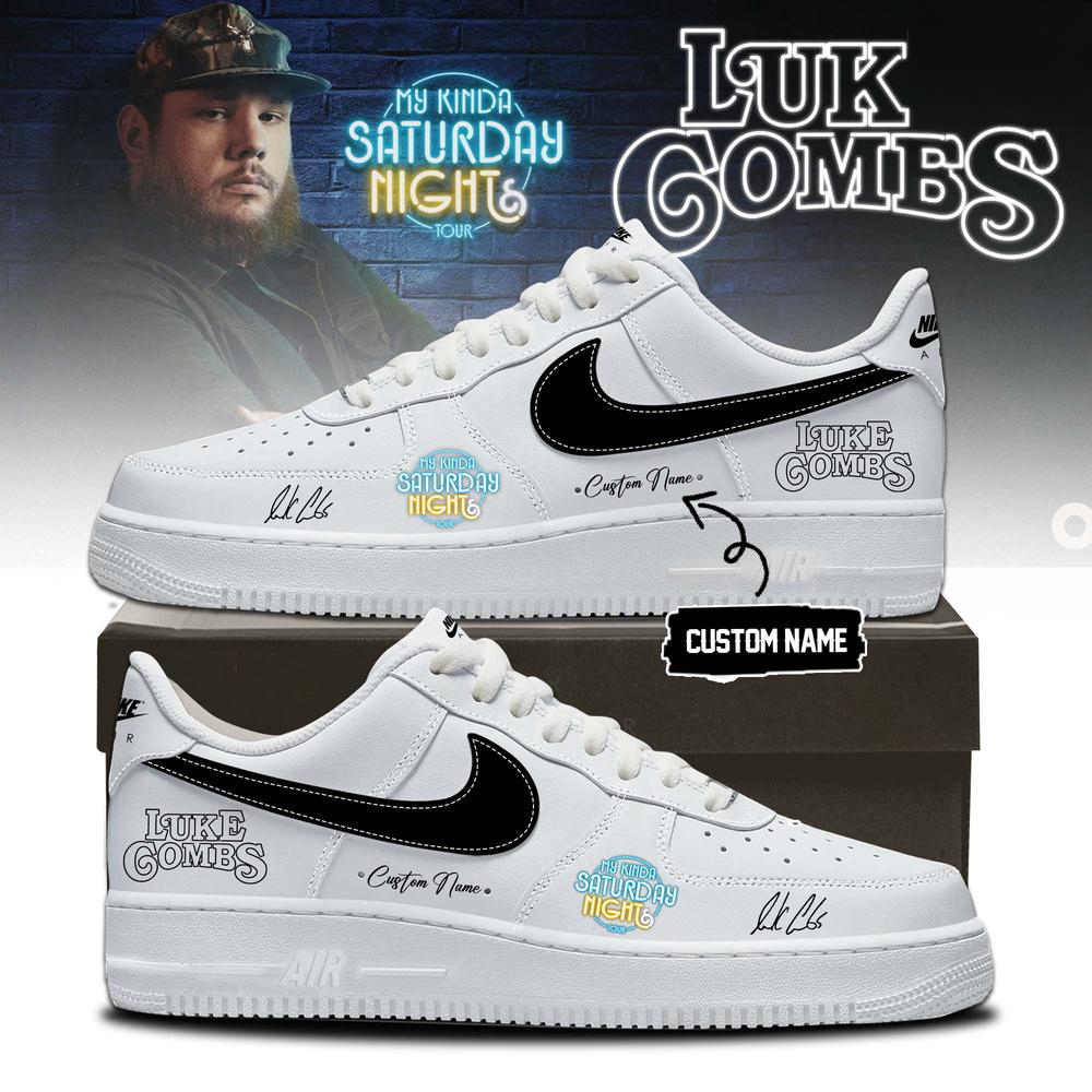 Luke Combs White and Black Tour Graphic Sneakers