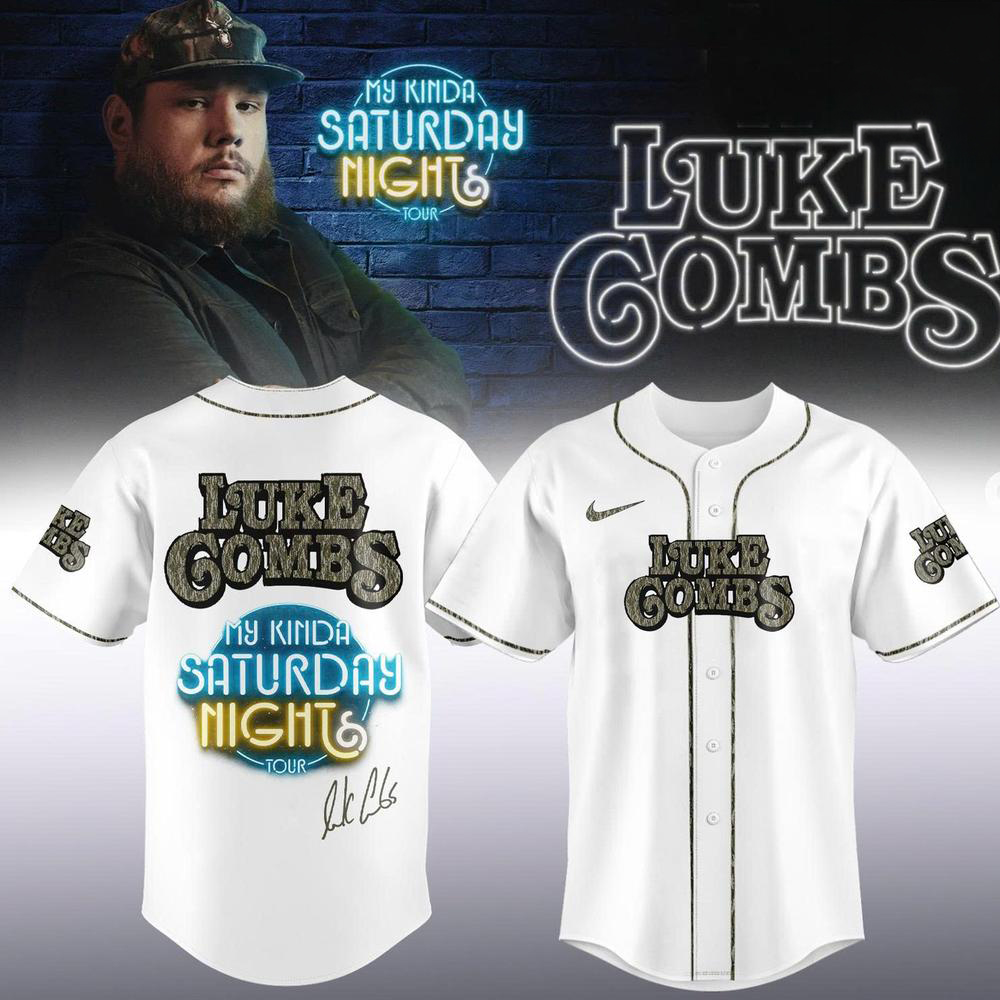 Luke Combs White My Kinda Saturday Night Baseball Jersey