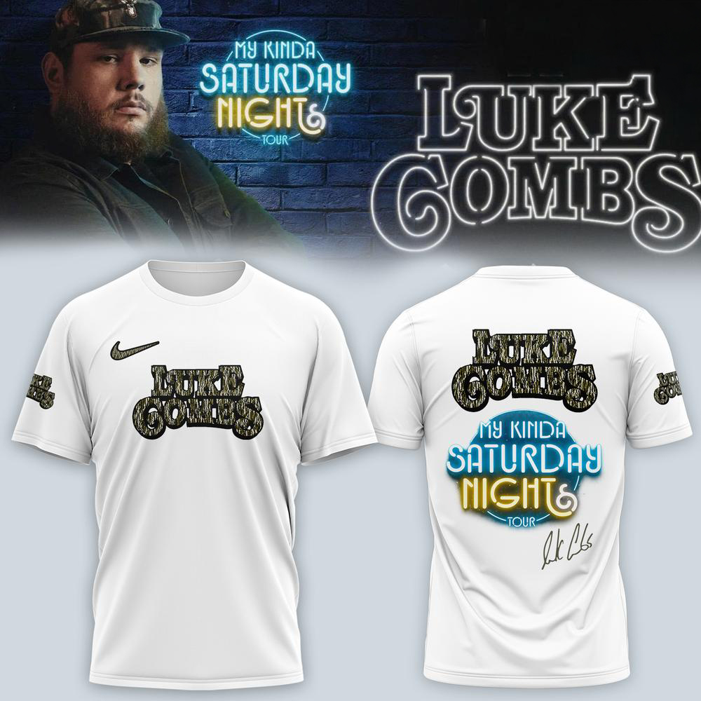 Luke Combs White My Kinda Saturday Night T Shirt