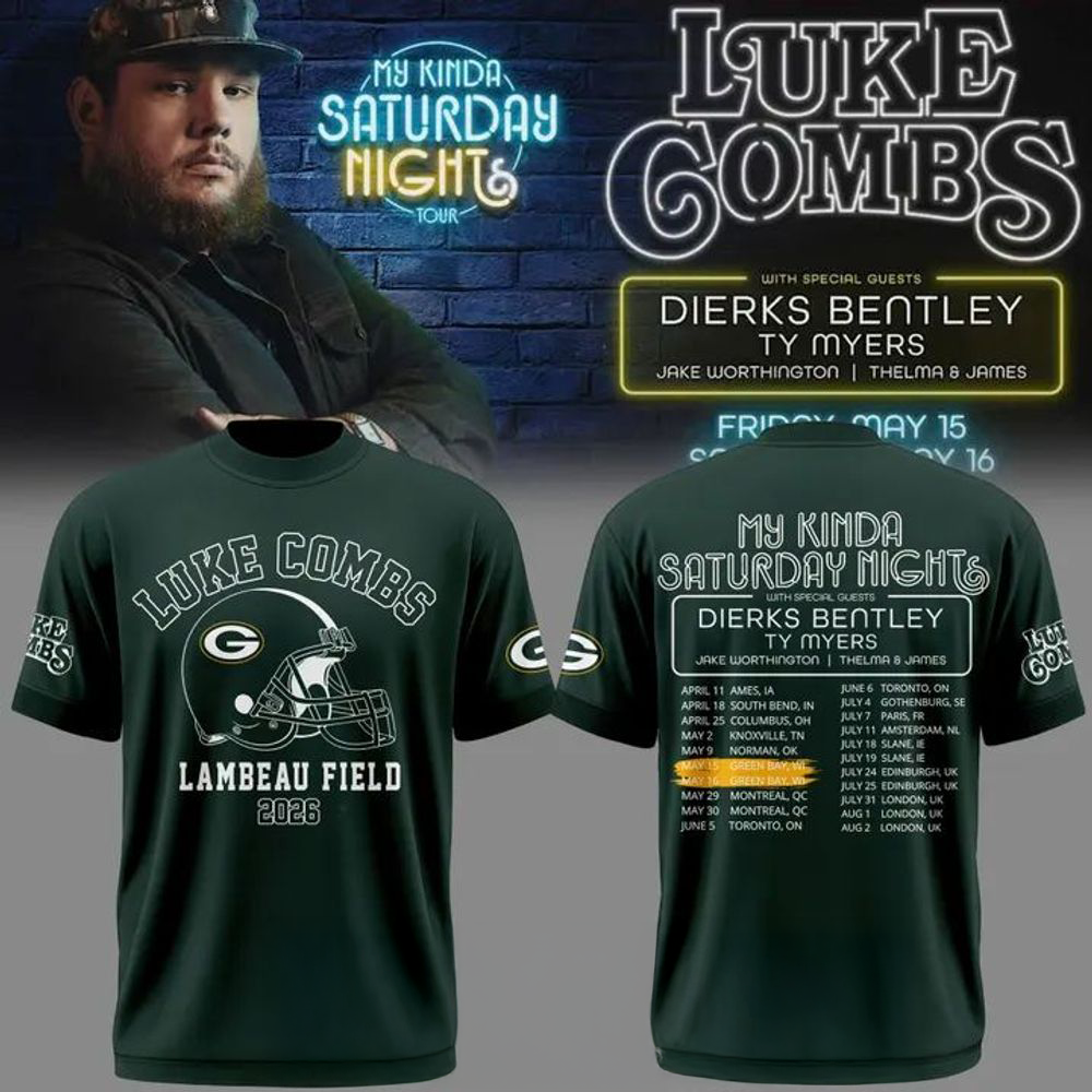 Luke Combs x Green Bay Packers My Kinda Saturday Night Tour 2026 Shirt