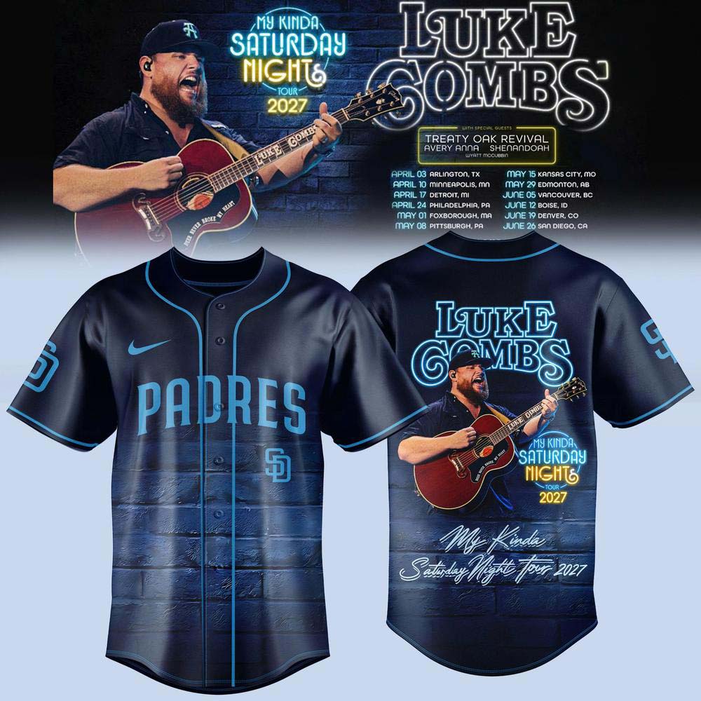 Luke Combs San Diego Padres 2027 Blue Baseball Jersey Concert Collection 1 - Unicasport Luke Combs San Diego Padres 2027 Blue Baseball Jersey Concert Collection