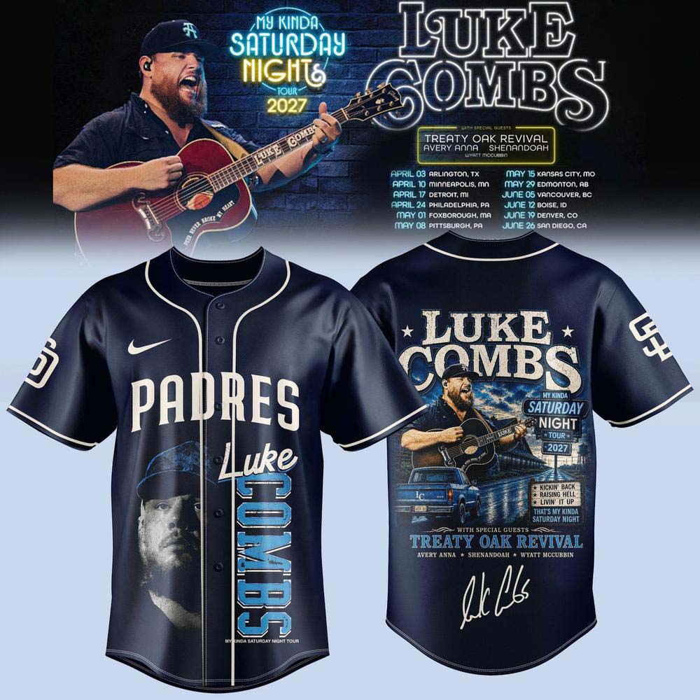 San Diego Padres Luke Combs 2027 Navy Graphic Baseball Jersey Fan Collection 2 - Unicasport San Diego Padres Luke Combs 2027 Navy Graphic Baseball Jersey Fan Collection