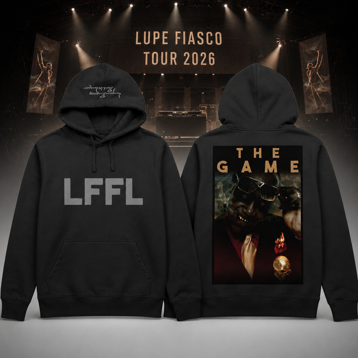 Lupe Fiasco Tour 2026 LFFL Reflective The Game  Hoodie