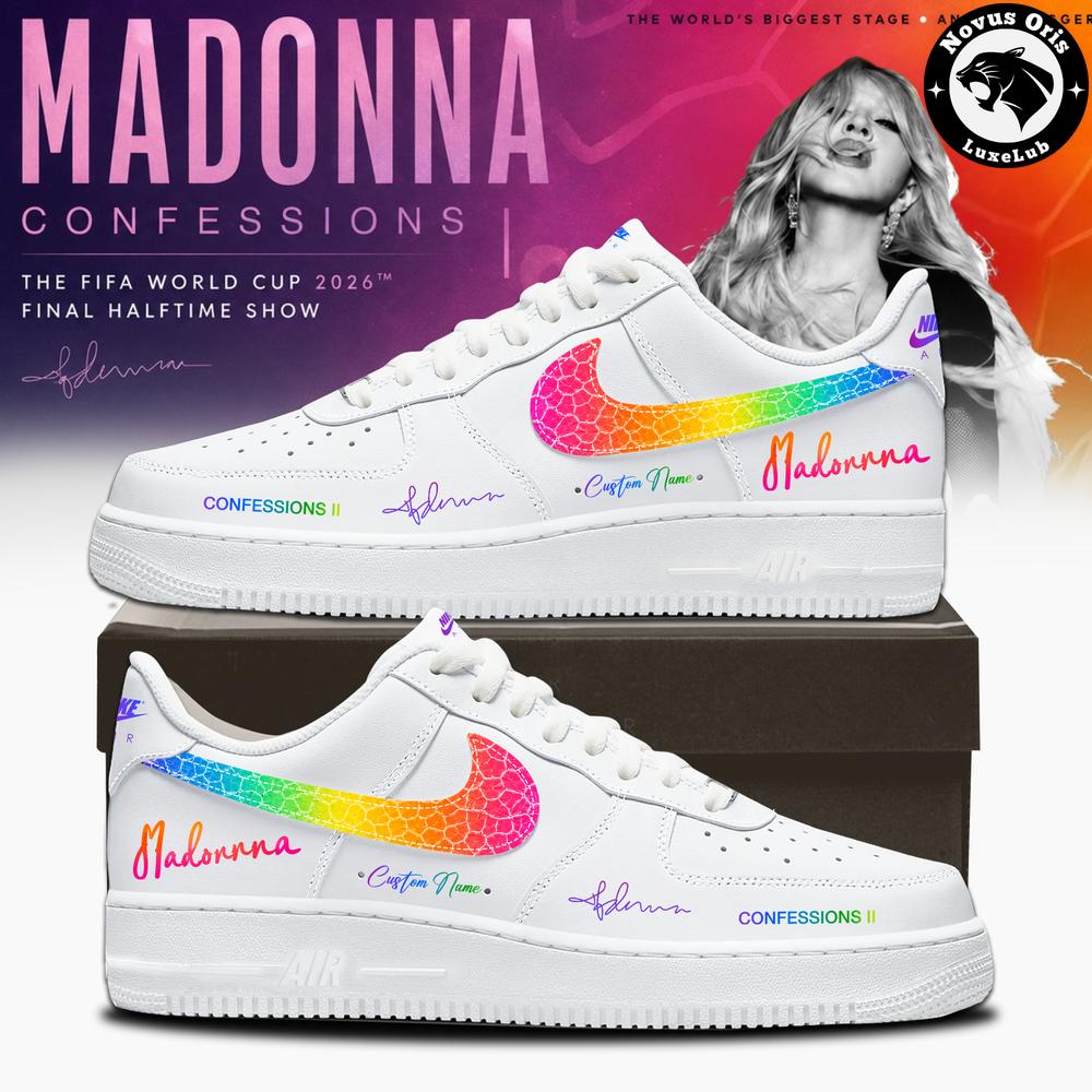 Madonna Confessions II Custom Air Force 1 – FIFA World Cup 2026 Halftime Rainbow Shoes
