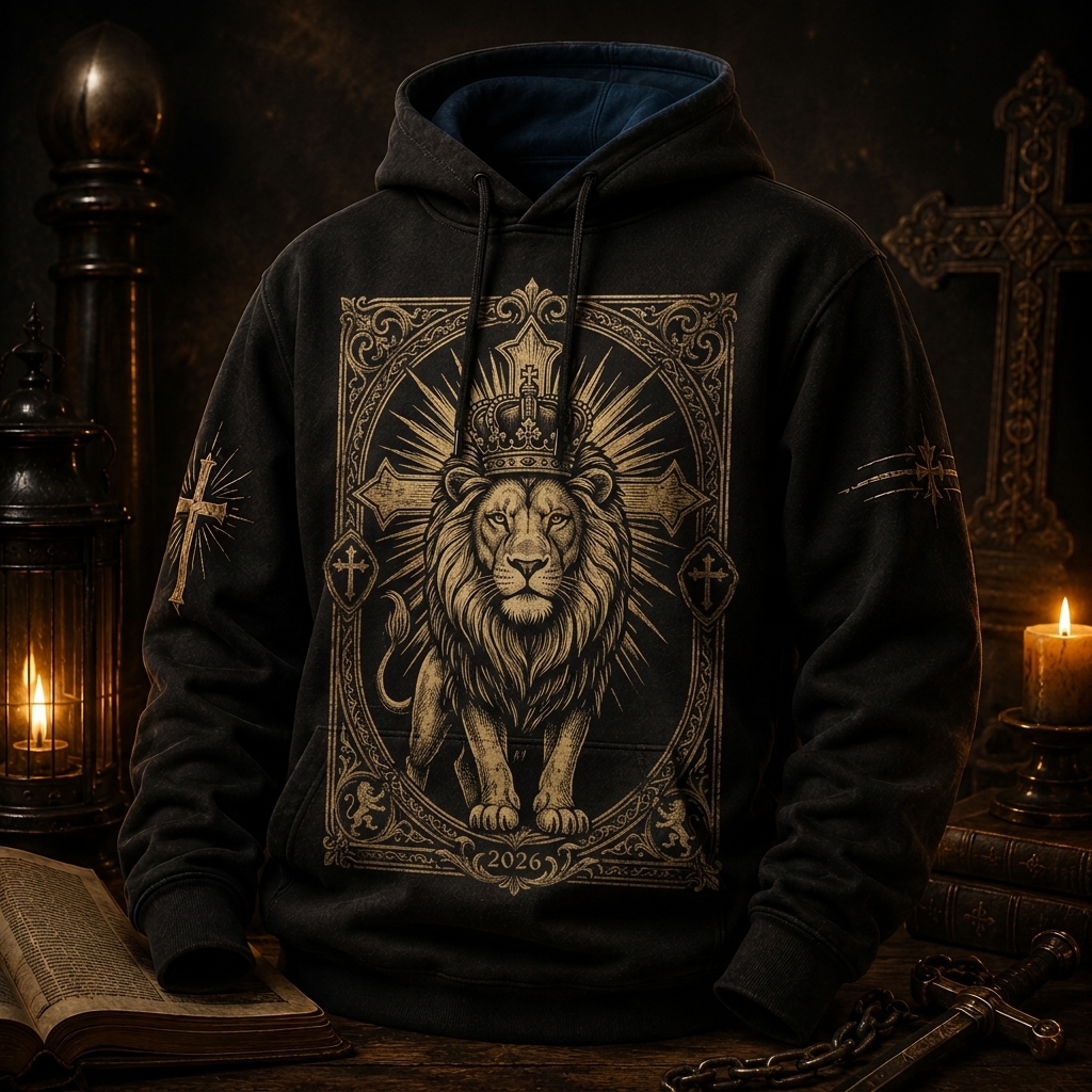Magnificent Eagle Fan and Lion of Judah Christian Hoodie 2026 Radiant Cross Apparel