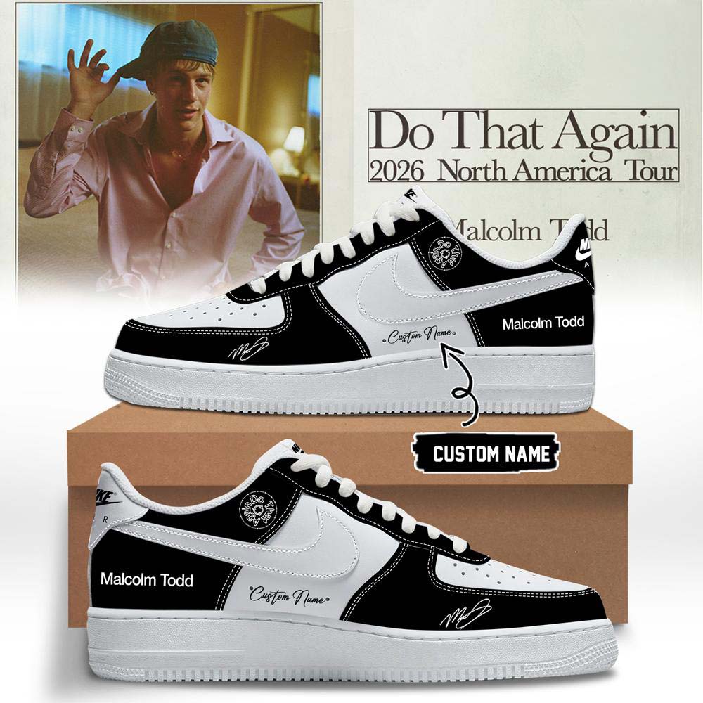 Malcolm Todd Do That Again Tour 2026 Air Force 1 Black White Orange Sneakers
