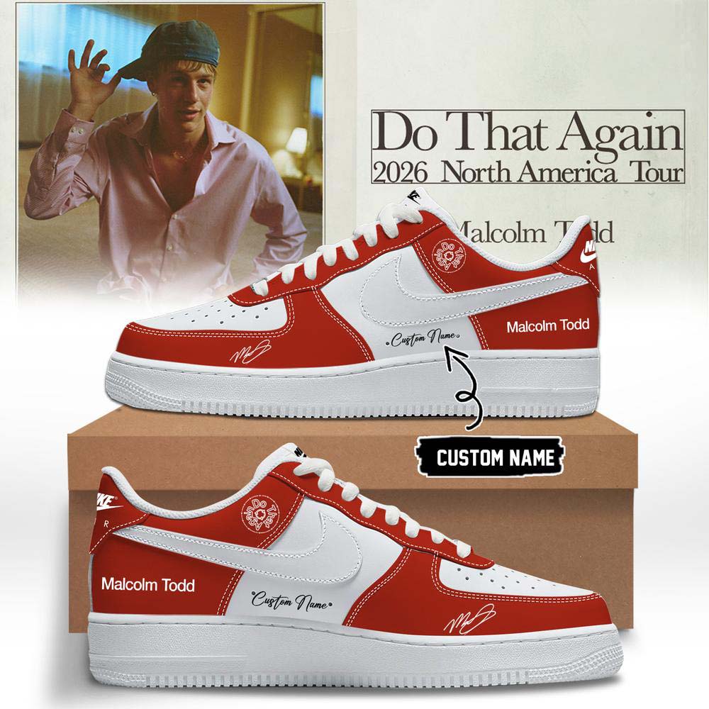 Air Force 1 Sneakers Malcolm Todd Do That Again Tour 2026 Red White Graphic