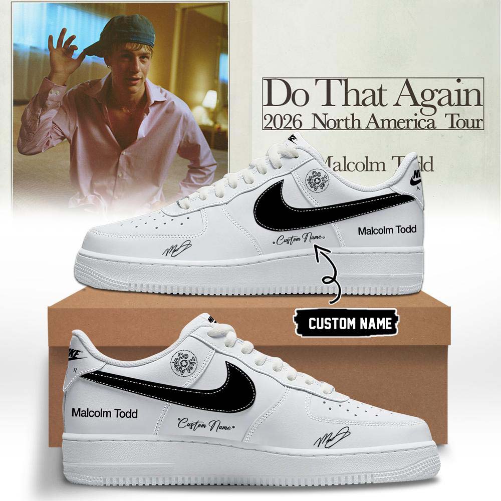 Malcolm Todd Do That Again Tour 2026 White Black Graphic Air Force 1 Sneakers