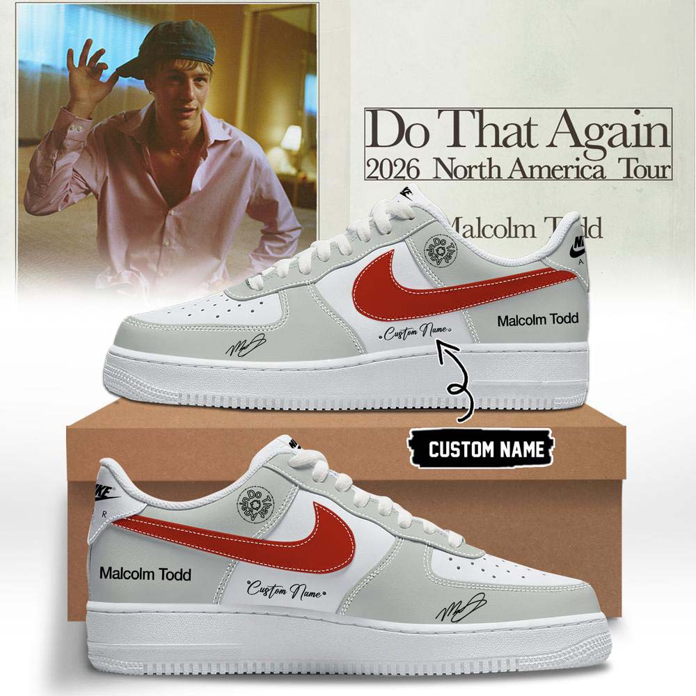 White Red Graphic Malcolm Todd Do That Again Tour 2026 Air Force 1 Sneakers