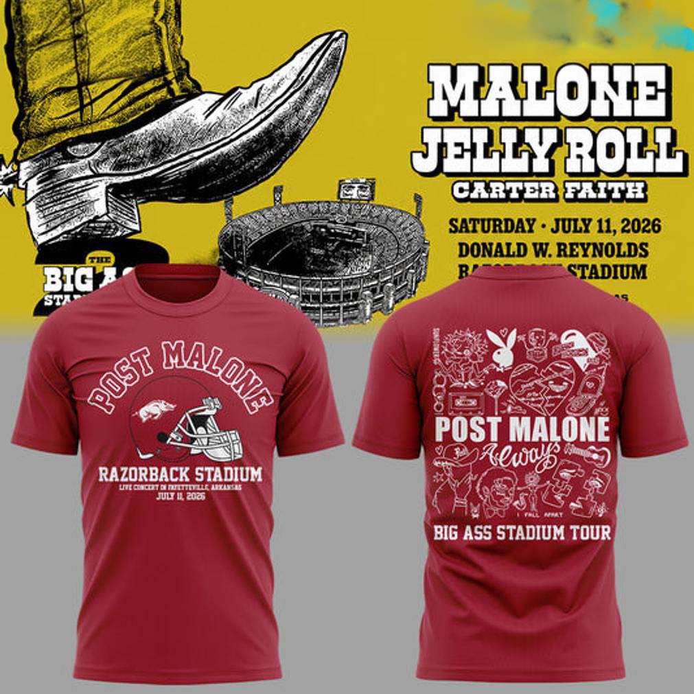 Malone and Jelly Roll Red Big Ass Stadium Tour T Shirt
