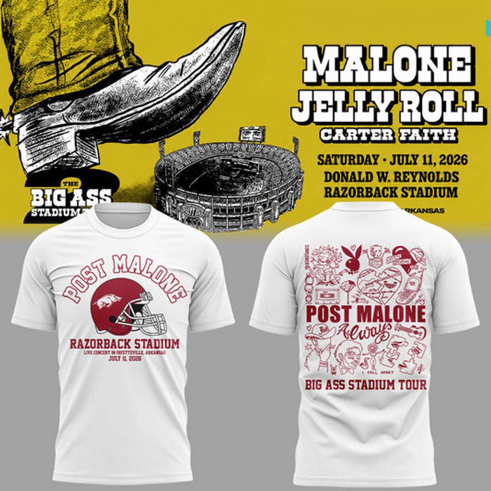 Malone and Jelly Roll White Concert Tour Graphic T Shirt