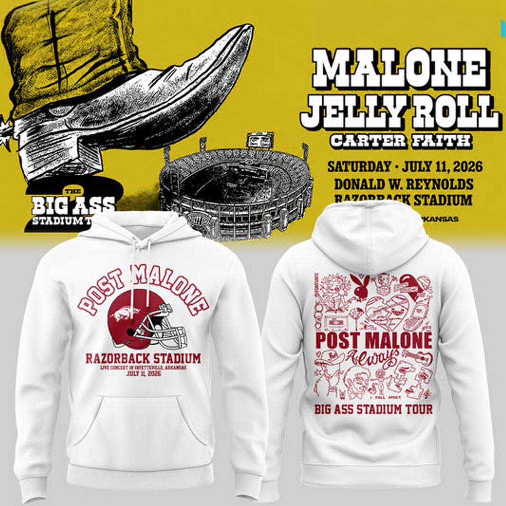 Post Malone Jelly Roll White Stadium Hoodie