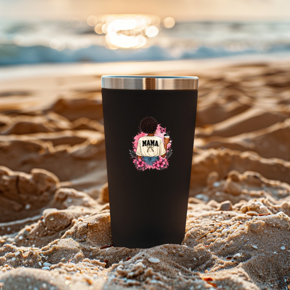 Mama Leopard Print Curly Hair Coffee Pink Floral Mother Day Premium Tri Blend Tumbler