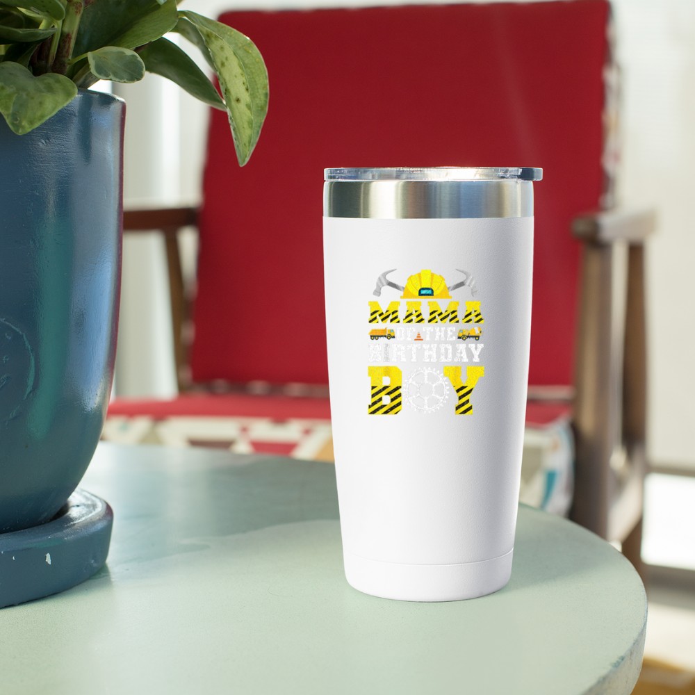 Mama of The Birthday Boy Construction Worker Birthday Tumbler - Image 4