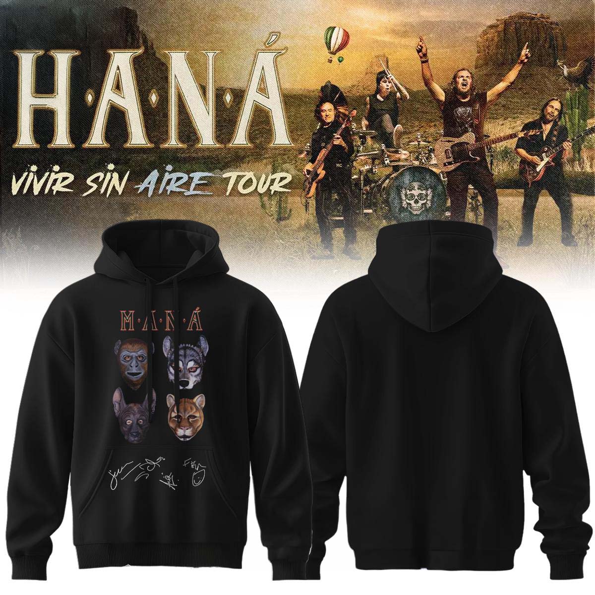 ManĂ¡ Vivir Sin Aire Tour 2026 Hoodie - Official Latin Rock Concert Merch, Best Gift for Fans