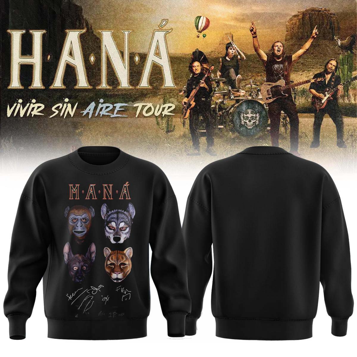 ManĂ¡ Vivir Sin Aire Concert Tour 2026 Sweatshirt - Latin Rock Band Merch Best Gift for Fans