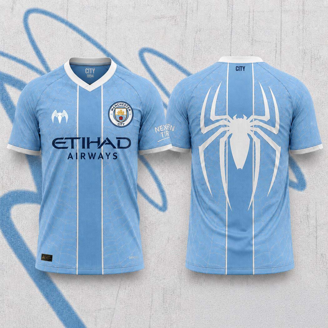 Manchester City x SpiderMan Special Football Jersey 1 - Unicasport Manchester City x SpiderMan Special Football Jersey
