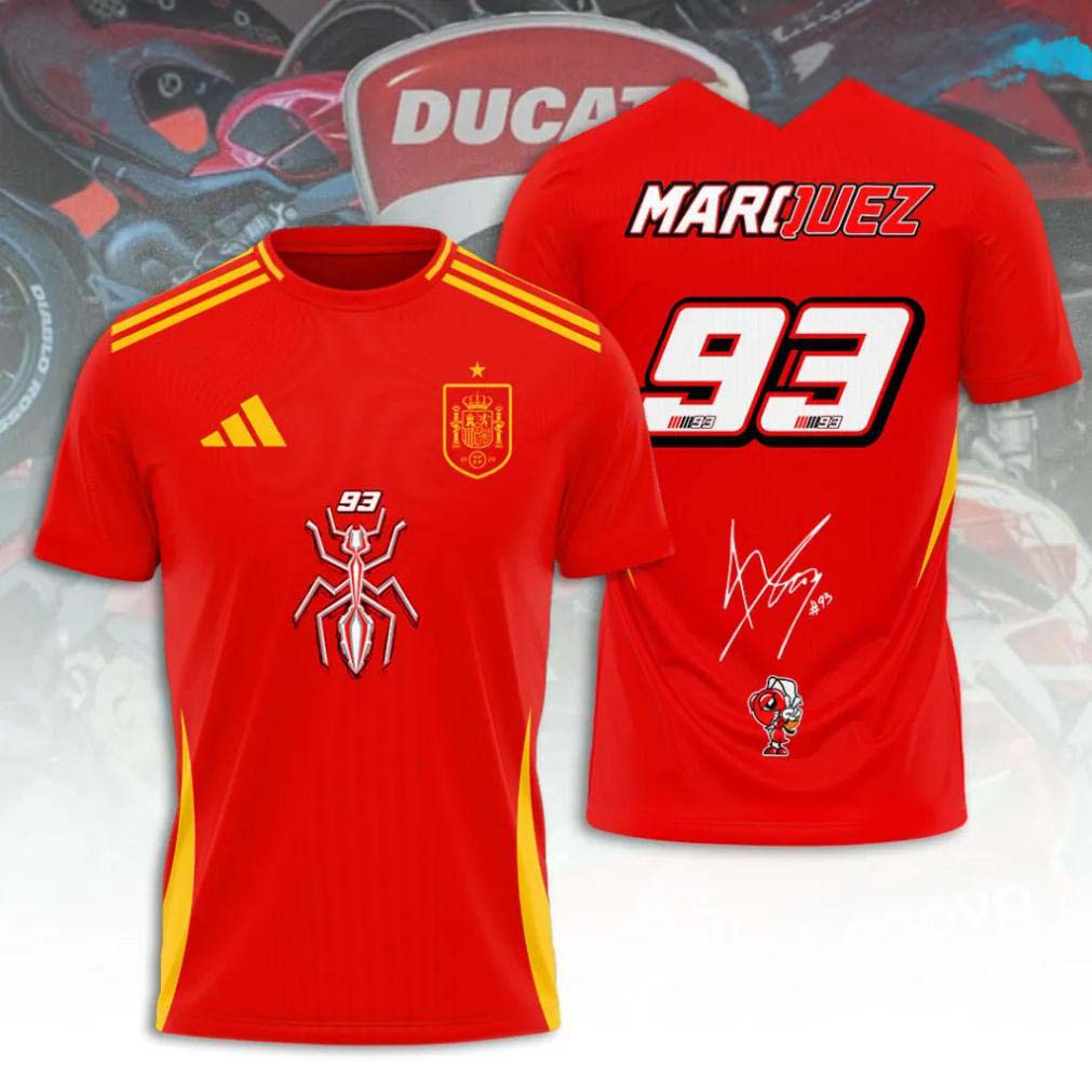 Official Marc Marquez Ducati Spain Red Football Jersey - Best Gift for Fans