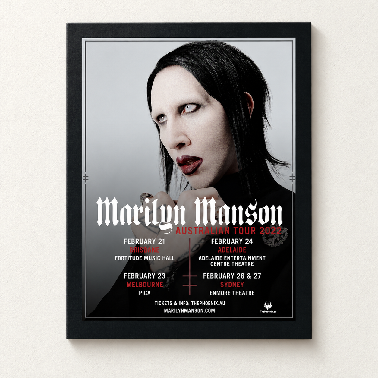 Marilyn Manson Australian Tour 2027 Schedule Dates Decor Poster Canvas