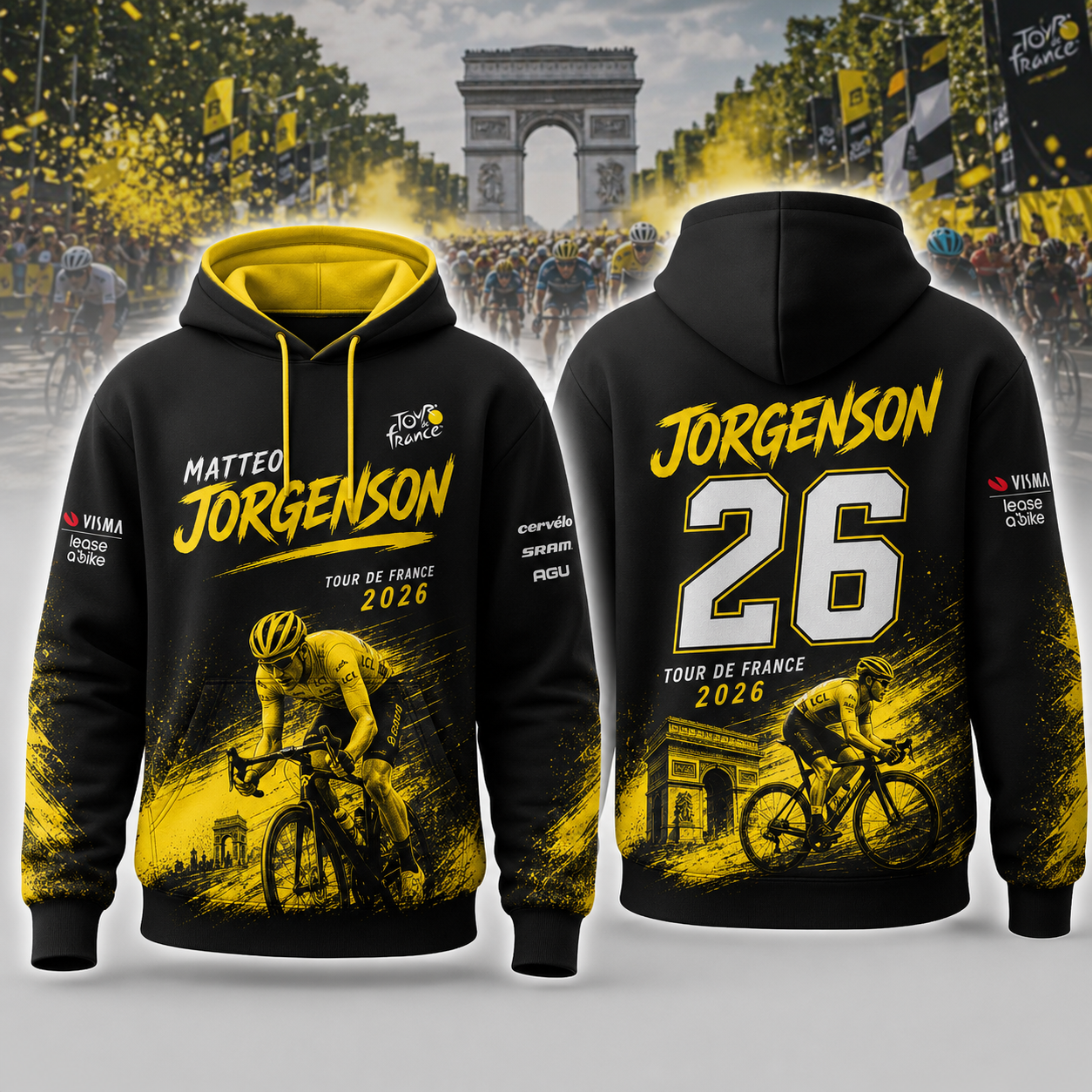Matteo Jorgenson Tour de France 2026 Cycling Graphic Black Hoodie - Gift Idea for Fans