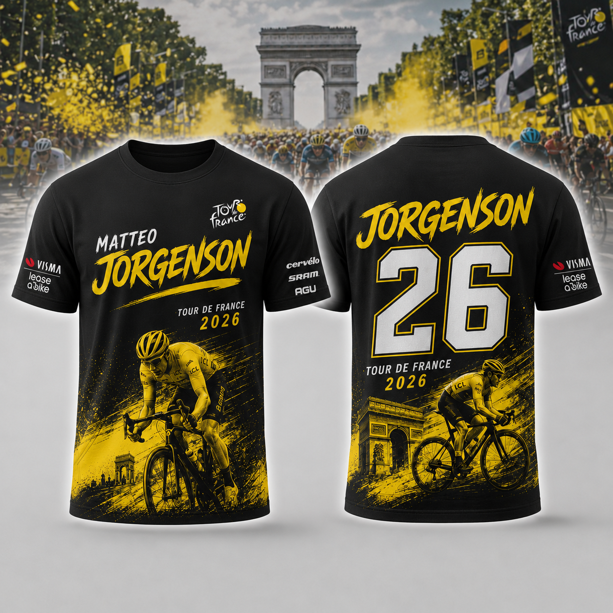 Matteo Jorgenson Tour de France 2026 Cycling Black Graphic T-Shirt Best Gift for Fans