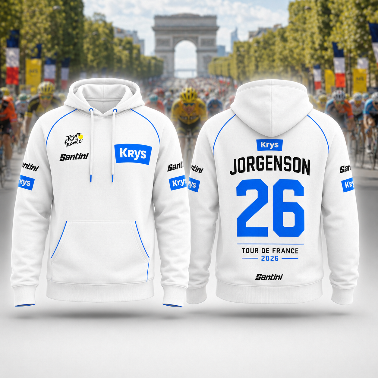 Matteo Jorgenson Tour de France 2026 White Cycling Graphic Hoodie - Best Gift for Fans