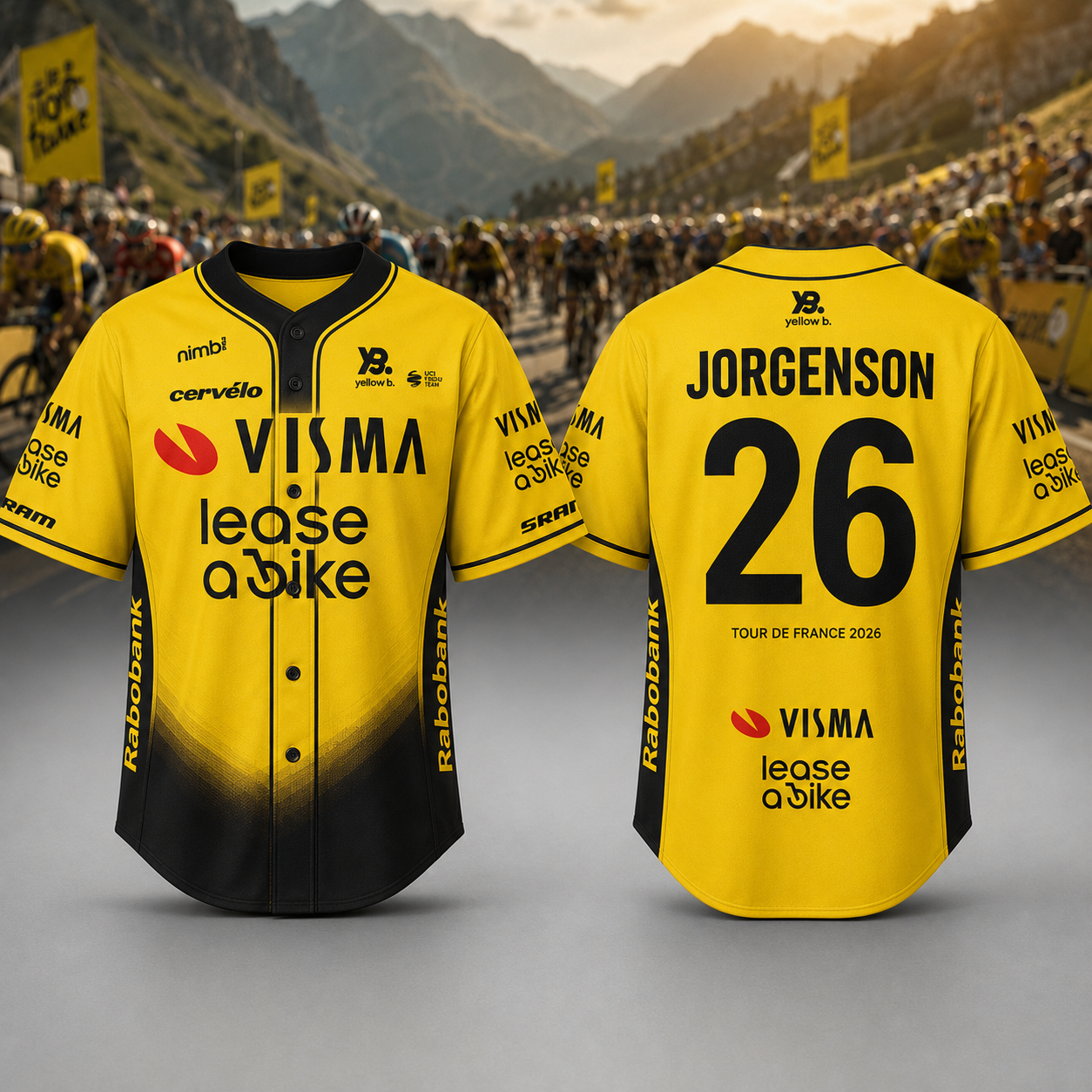 Matteo Jorgenson Tour de France 2026 Yellow Baseball Jersey - Best Gift for Cycling Fans